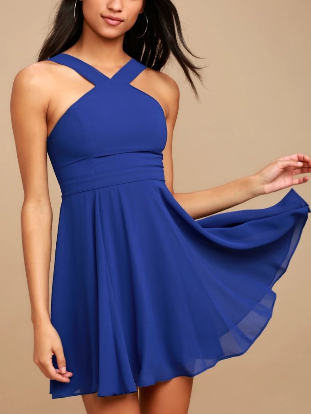 Lulu's Forevermore Royal Blue Skater Dress, Size Small